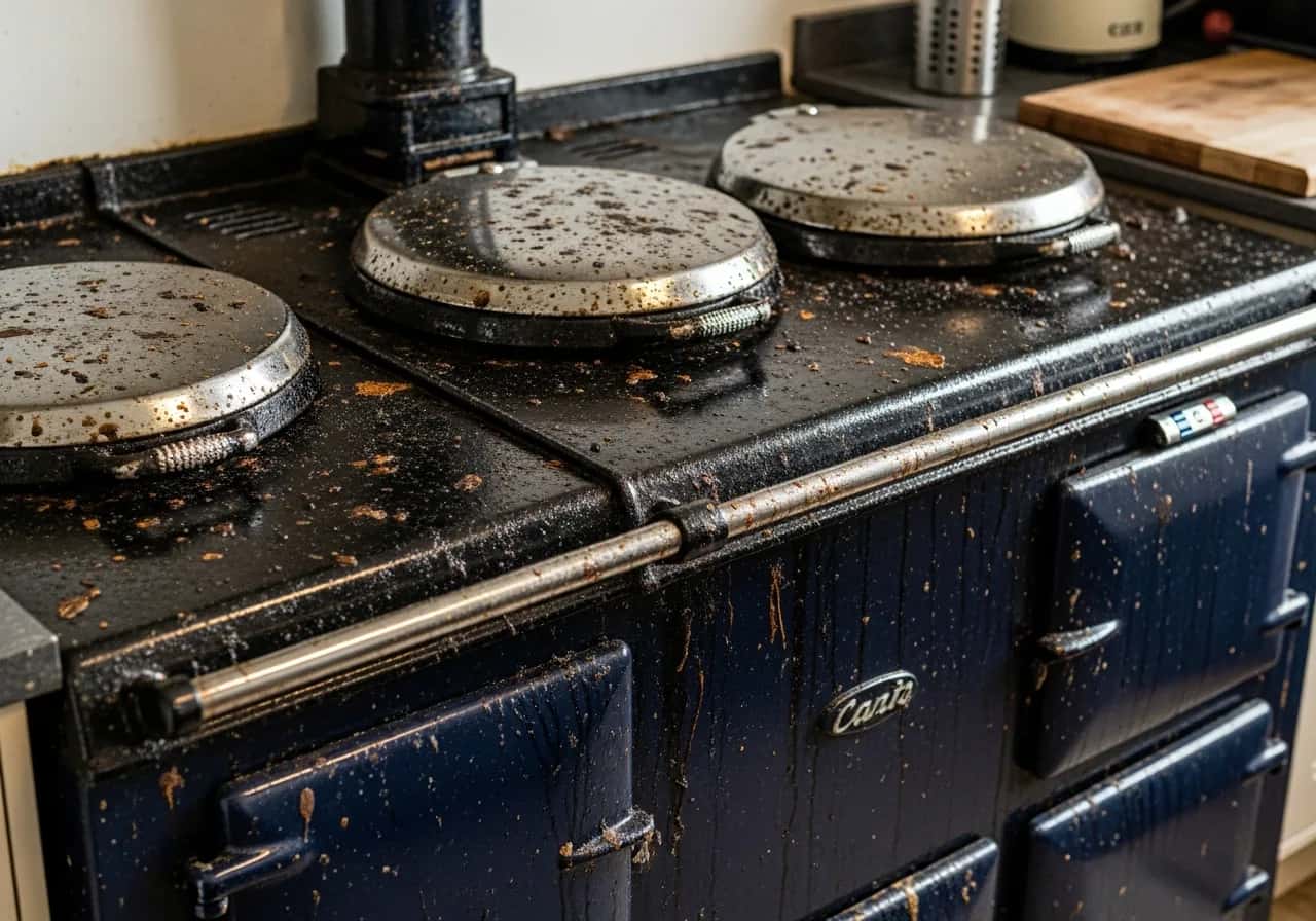 Oven before MINT professional cleaning — AGA owner said she'd never seen it this clean. Including when she bought it.